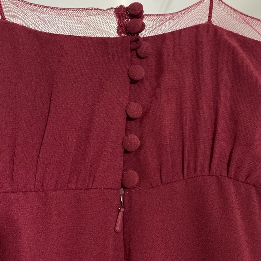 Watters Dove maxi Dress women 0 Elegant Burgundy gown event wedding ruffle hem - Picture 7 of 15